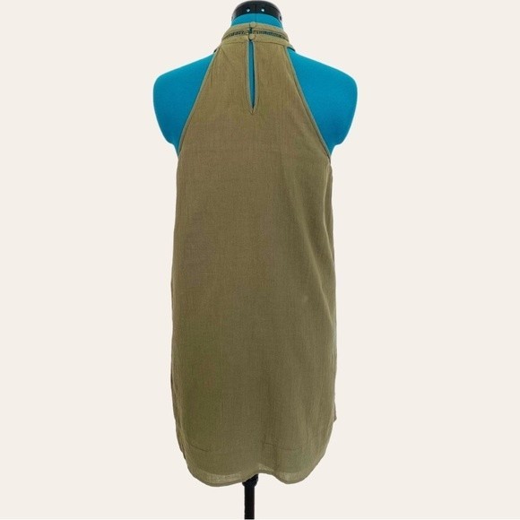 Miami Bohemian Sleeveless Embroidered Dress size Large Green Halter Key hole - Picture 2 of 16